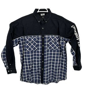 Cowboy Up Men's Western Shirt Shirt XL Long sleeve Two Tone Plaid Rodeo